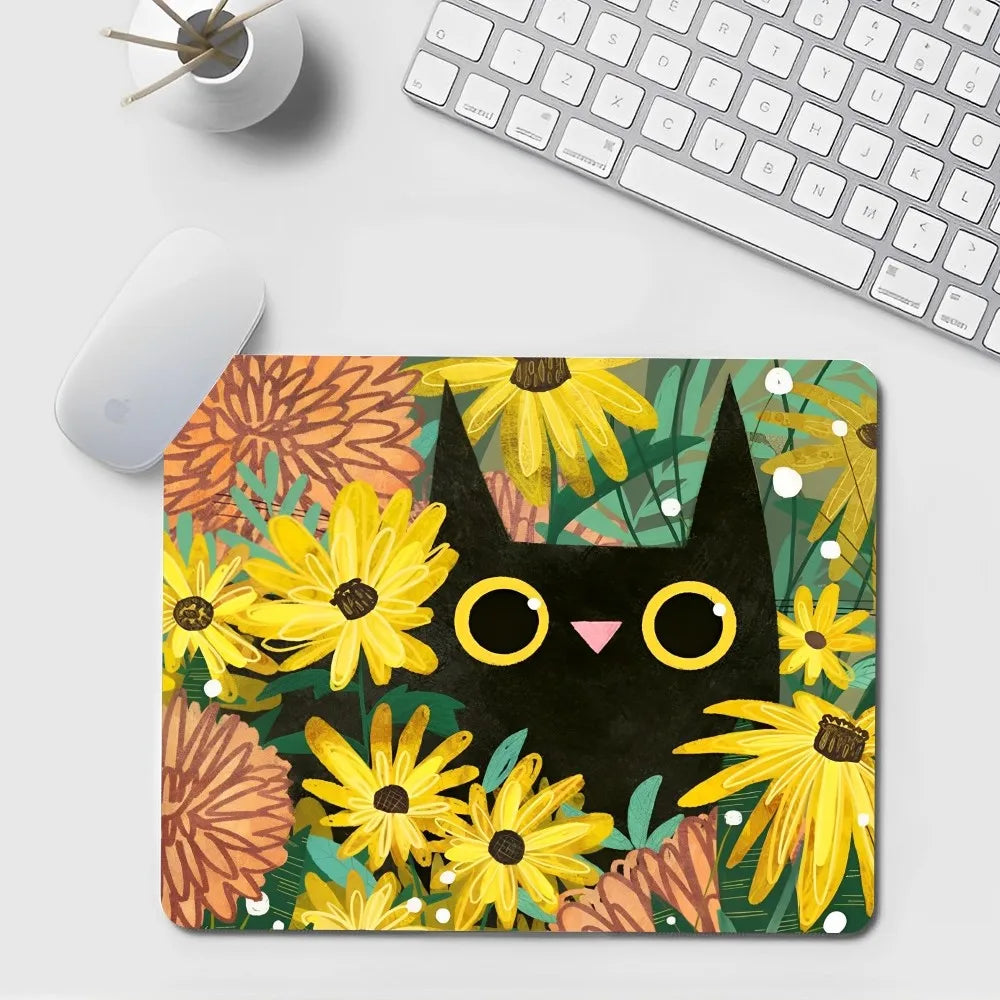 Kawaii Design Schwarze Katze Mauspad, Gummi, Anti-Rutsch, Nicht LockEdge 20x25cm