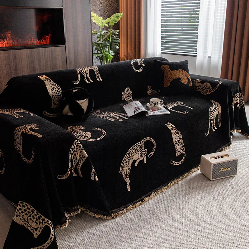 Chenille Überwurf – Leopard Jacquard Muster – Verschiedene Grössen