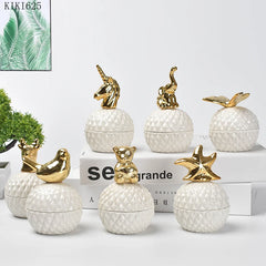 Keramik-Aufbewahrung – Eleganter Goldakzent – Klein & Rund