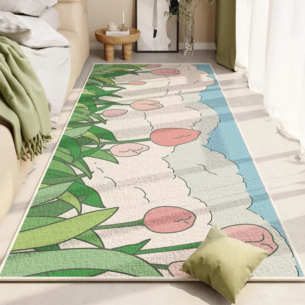 Blumenteppich – Moderner Polyester Floral Teppich – Schlafzimmer/Wohnzimmer 60x180cm