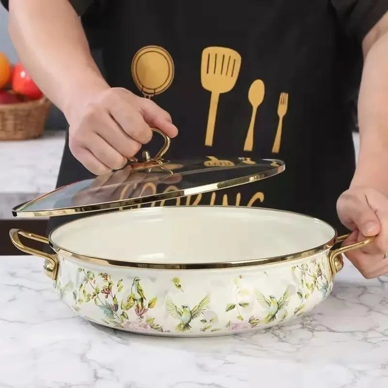 Emaille-Kochtopf – Stilvoller Glasdeckel – Mehrere Grössen