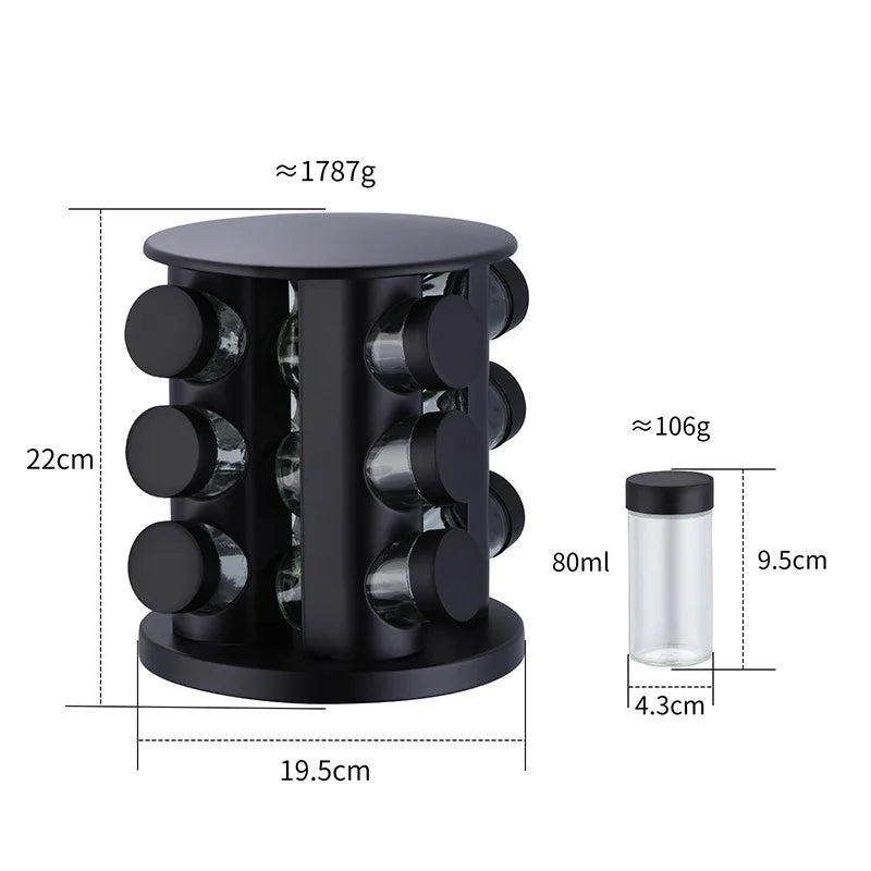 Gewürzregal Set - Edelstahl Design 12-teilig