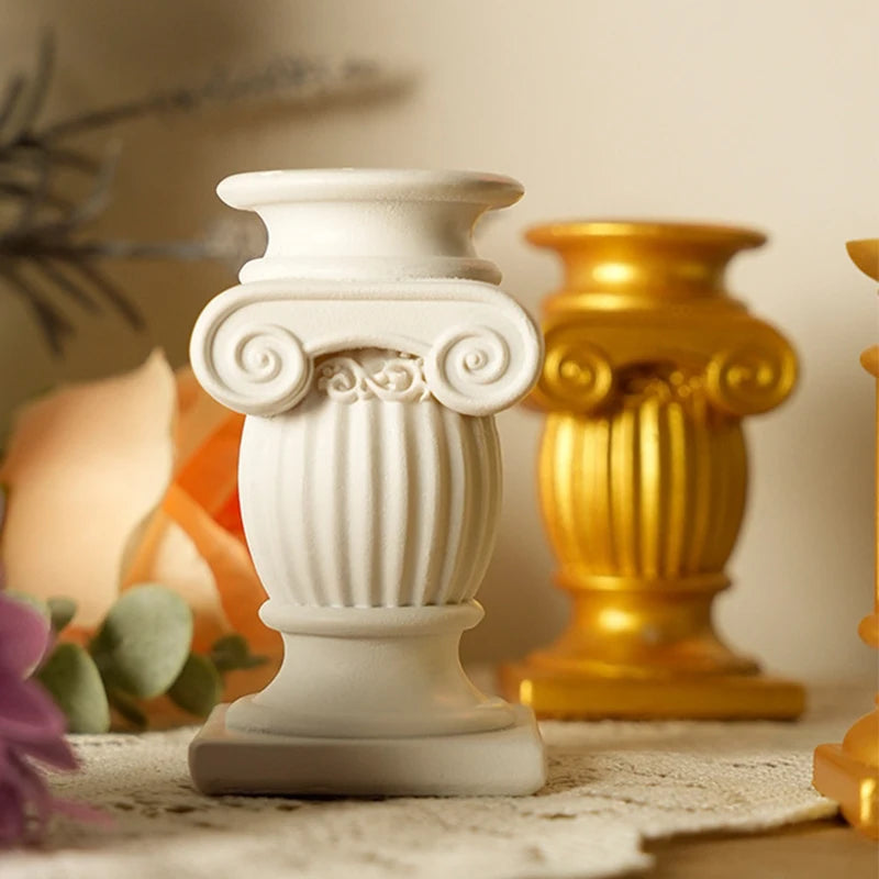 Griechischer Säulen Kerzenhalter – Polyresin Design – Wohndeko