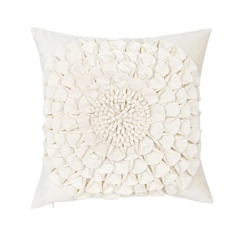 Florales Kissenbezug aus Samt – Handgemachtes 3D Design – Sofa/Bett