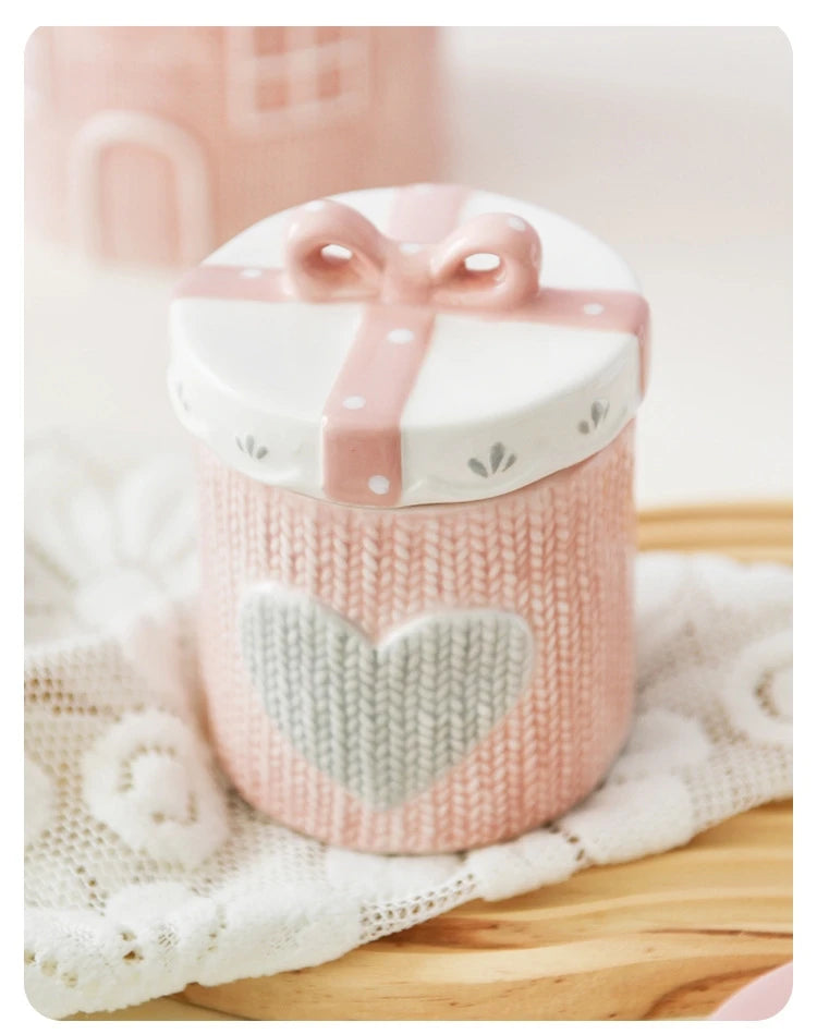 Rosa Herz Keramikdosen – Modernes Design für Hochzeitsgeschenk