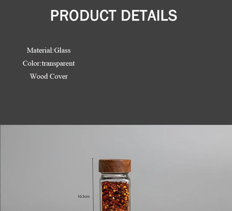 Gewürzglas mit Holzdeckel – Quadrat 120ml