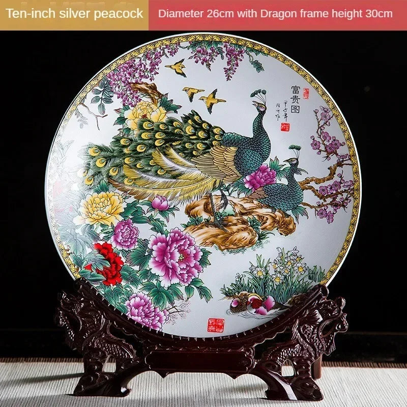 Keramikdeko-Teller in Gold auf 26cm Drachenkopfregal, boho Stil