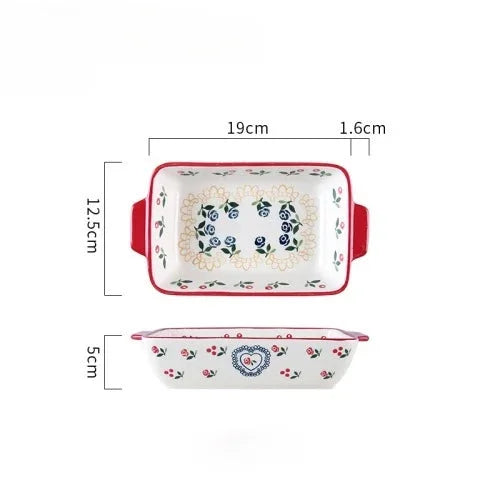 Keramik Backform – Doppelgriff Pflanzenmuster