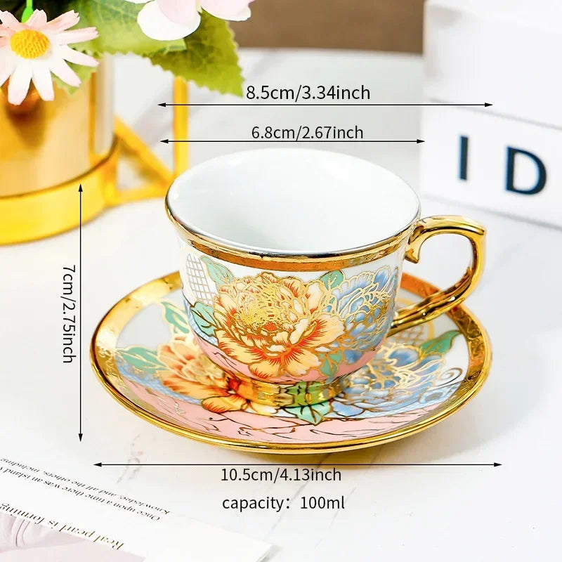 14-teiliges Teeset – Florales Keramik Design