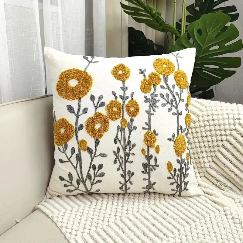 Boho Kissenbezug – Florale Baumwolle – 450mm x 450mm