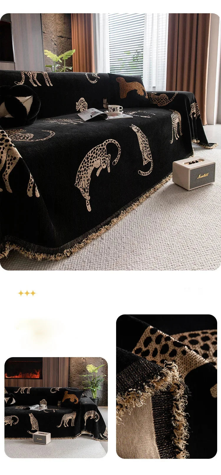 Chenille Überwurf – Leopard Jacquard Muster – Verschiedene Grössen