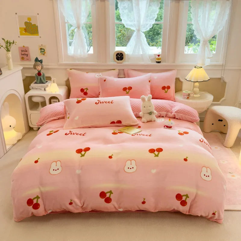 Velours-Bettbezug – Japan Stil Uni