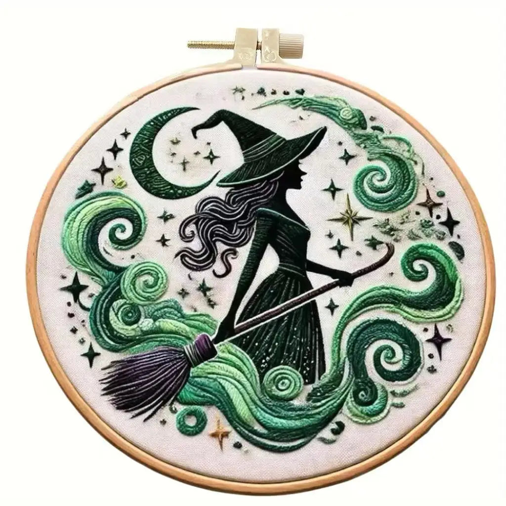 Halloween Stickerei - Baumwoll Hexendesign Kit