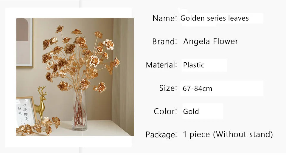Goldene Blumenarrangement – Stilvolle Seide – 67-84 cm