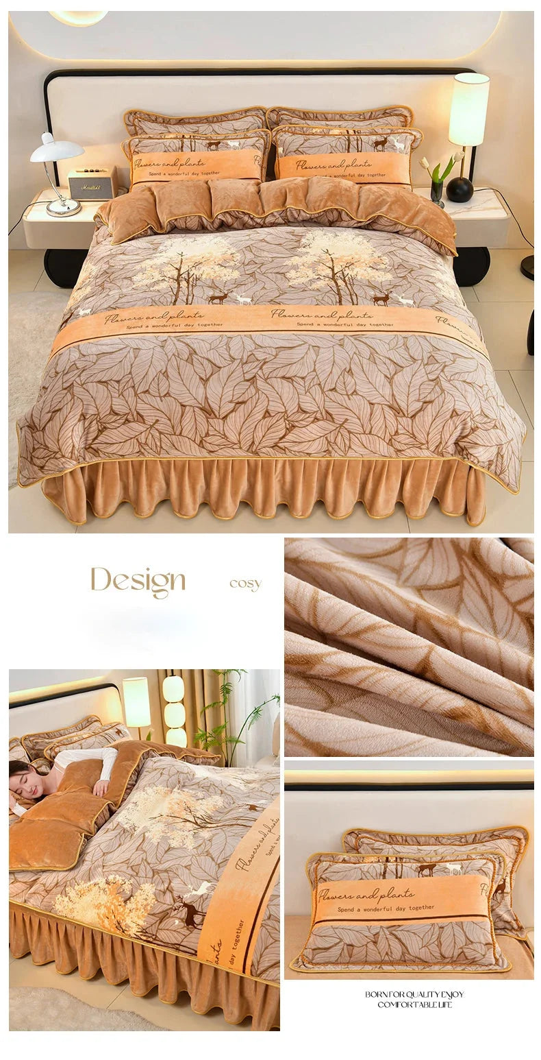 Luxus Fleece Bettwäsche in Champagner Pink, Grösse Queen 200x230 cm