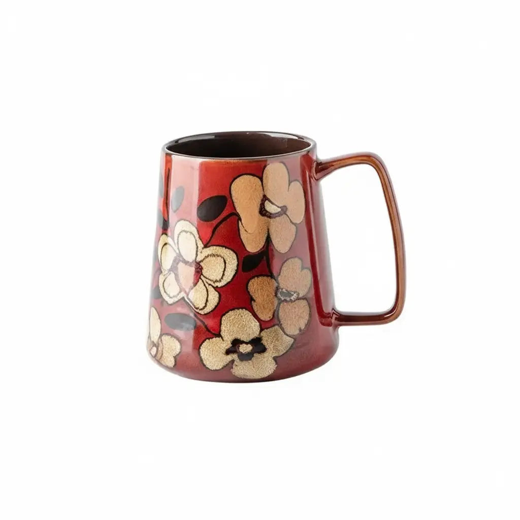 Keramikbecher – Handgezeichnete Blume – 700ml Fassungsvermögen