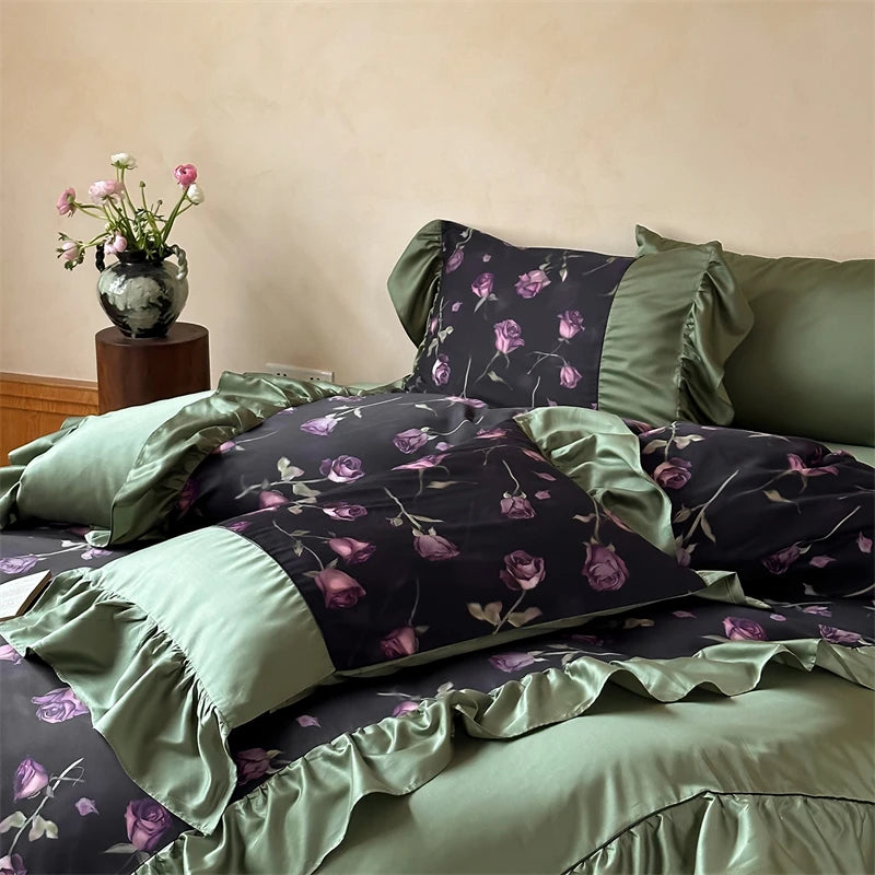 Baumwoll-Bettwäsche-Set – Vintage Rosenprint – 220x240cm