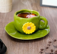 Keramik-Set Tasse Vintage – Reliefblumen