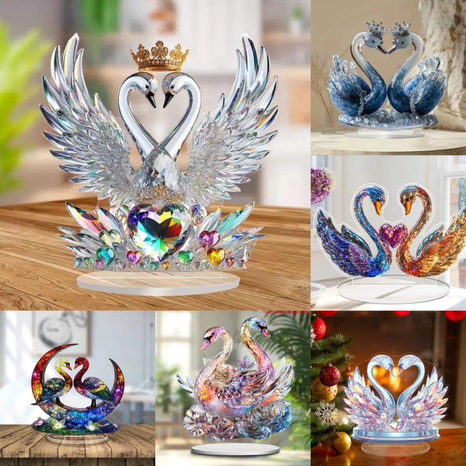 Bunte Schwanenstatue – Acryl Design – Ideal für Zuhause oder Café