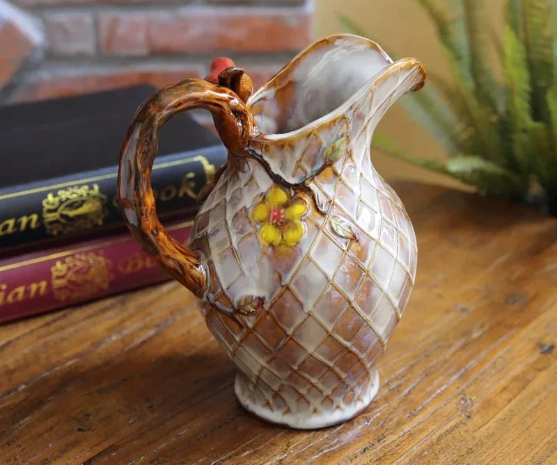 Keramik Handwerks Vase – Folk Art Design