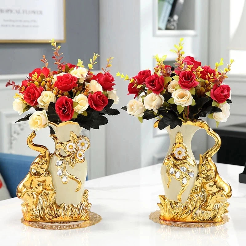 Moderne Vase – Goldglas & Keramik – Wohnzimmereinrichtung