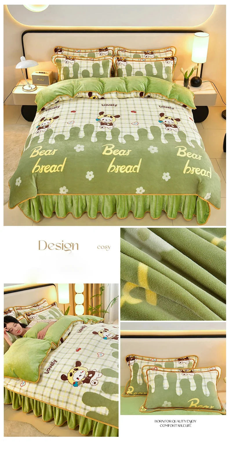 Luxus Fleece Bettwäsche in Champagner Pink, Grösse King 220x240 cm