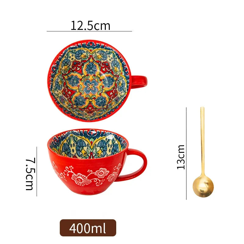 Keramik Frühstücksbecher – Boho – Grosse Kapazität