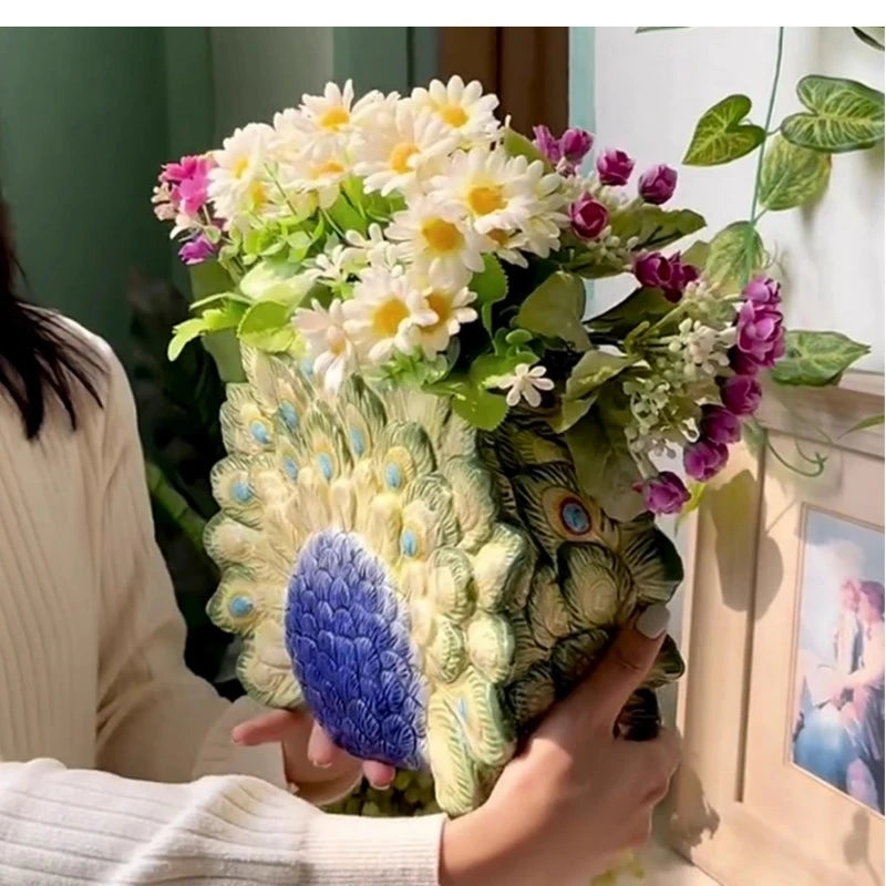 Keramikvase – Pastoral Handbemalt Pfingstrose – 28x14x23cm