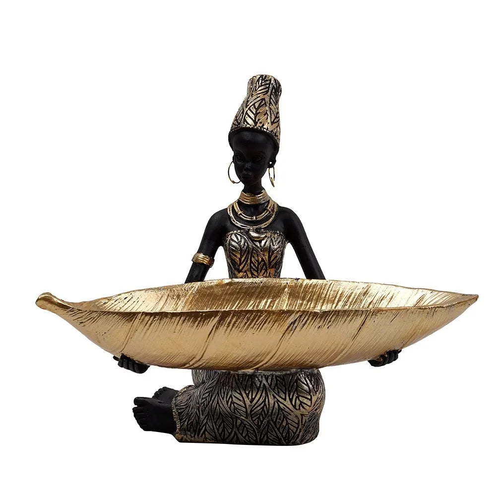 Afrikanische Frau Tablett – Modernes Design aus Harz – 10.5x12.6x20cm