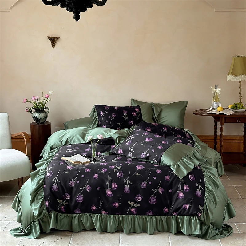 Baumwoll-Bettwäsche-Set – Vintage Rosenprint – 220x240cm