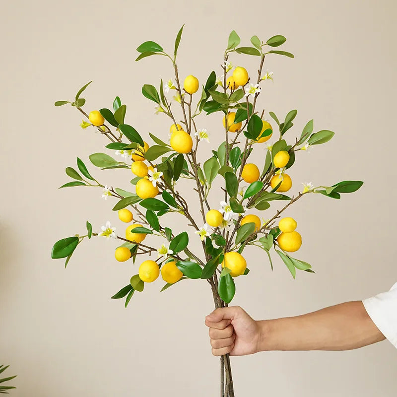 Künstlicher Zitronenzweig – Leuchtendes Gelb – 82cm