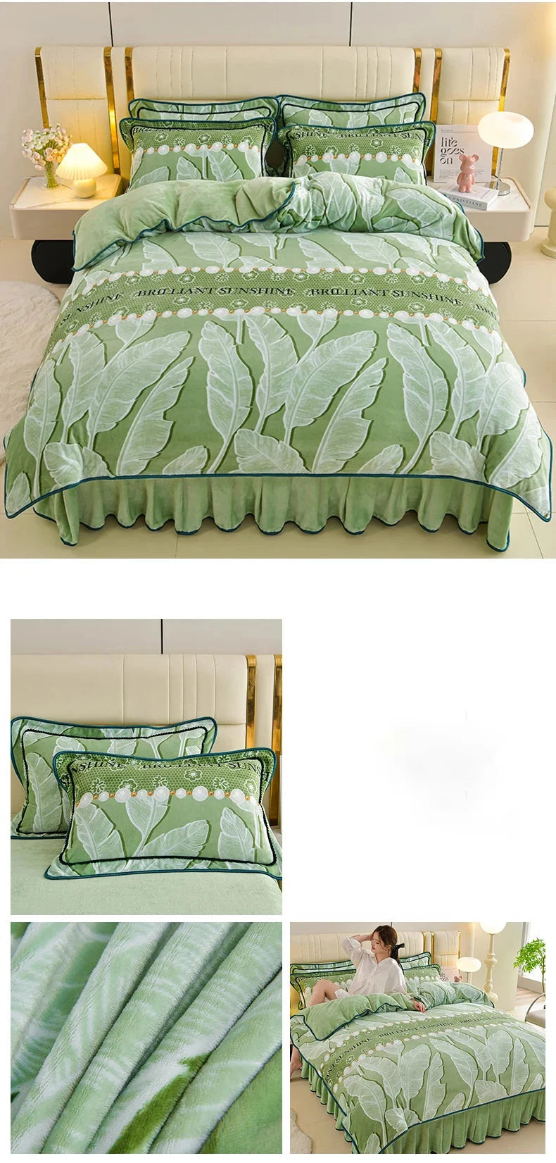 Polyester Bettset im floral Stil, Farbe: bainianhaohe, Grösse: 200x230 cm, 4 Teile