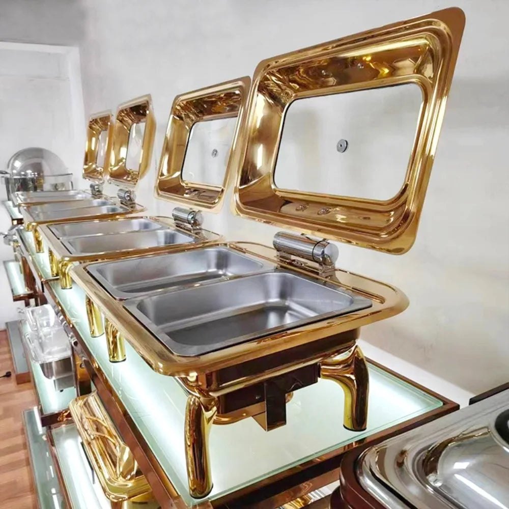 Luxus Speisenwärmer – Gold Edelstahl – 9L Fassungsvermögen