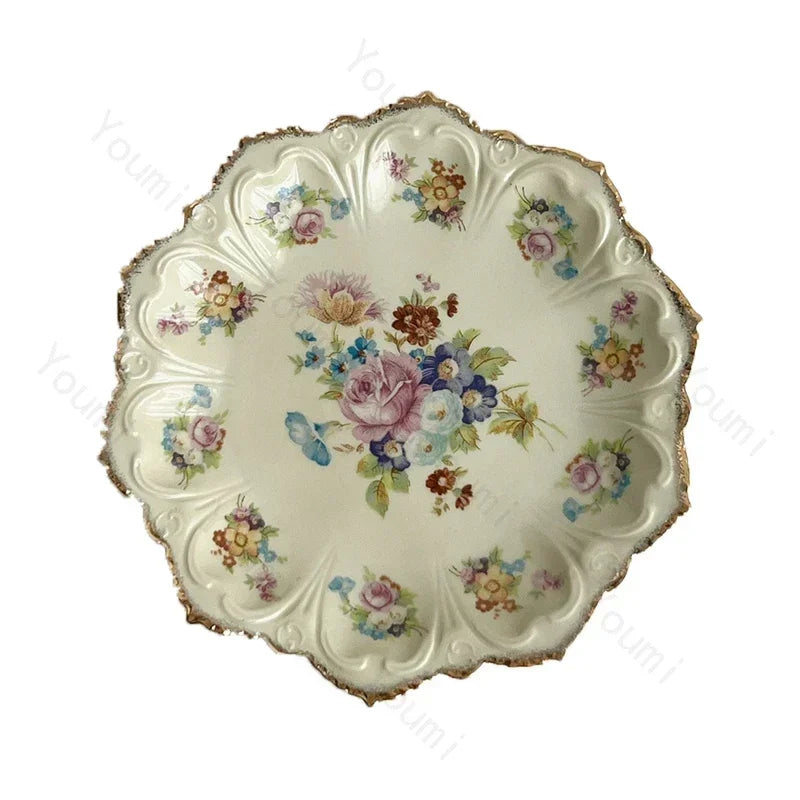 Speiseteller – Vintage Keramik – Blumenmuster 20,5cm