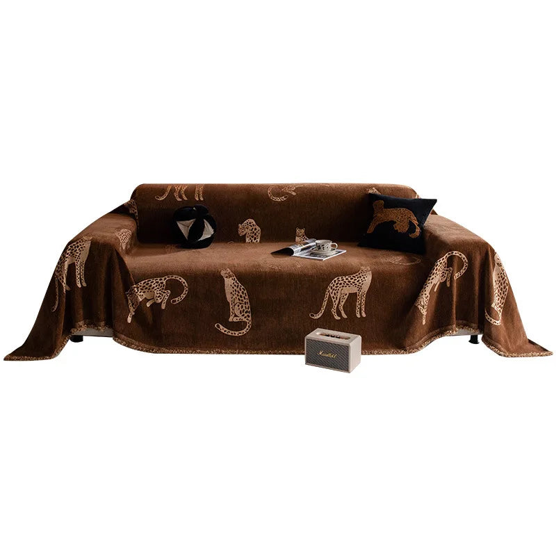 Chenille Überwurf – Leopard Jacquard Muster – Verschiedene Grössen