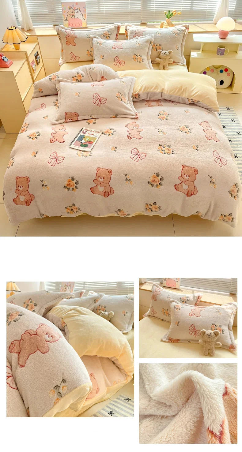 Florale Milchfleece – Moderne Doppelbettdecke 220x240