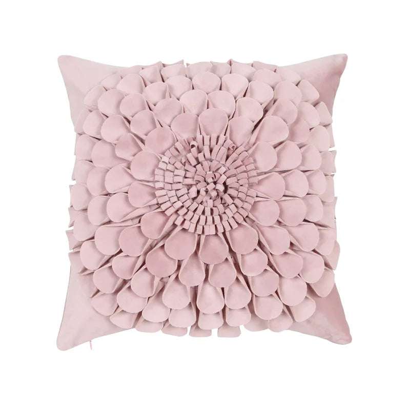 Florales Kissenbezug aus Samt – Handgemachtes 3D Design – Sofa/Bett
