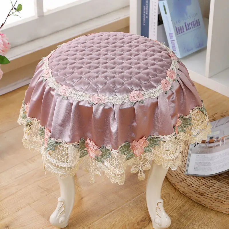 Luxus Hockerüberzug – Jacquard Strick – Ø 35 cm