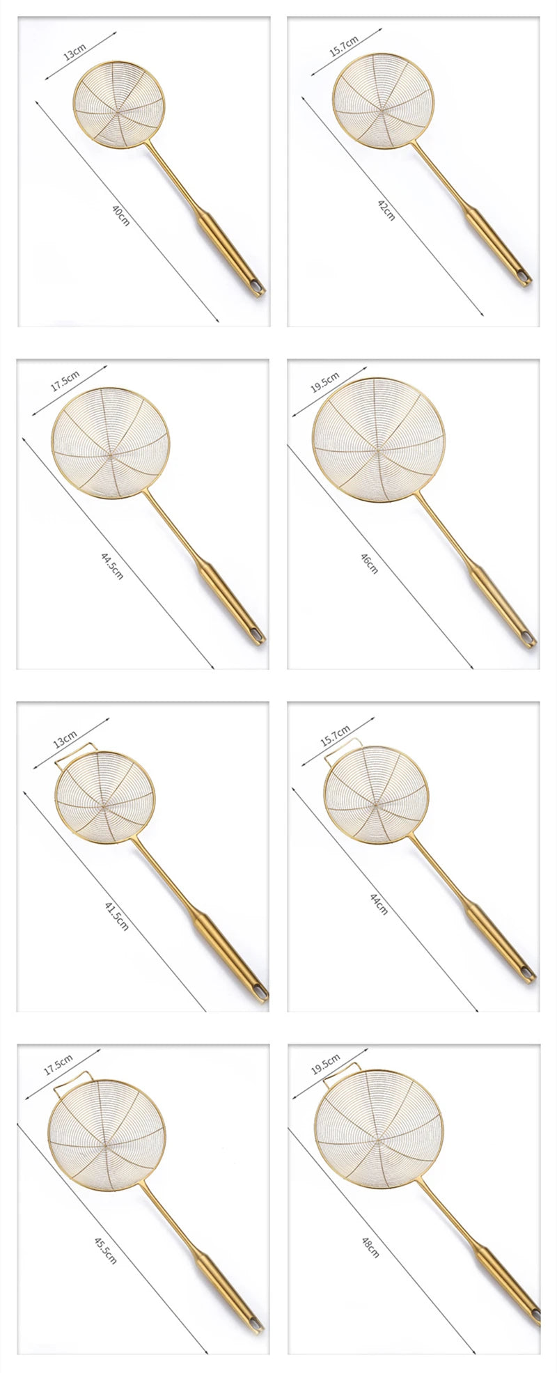 Edelstahl Schaumlöffel – Gold Design – 13-19.5cm Stiel