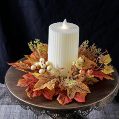 Simulierter Ahornblatt-Kerzenhalter – PE Herbststil – 25cm Durchmesser