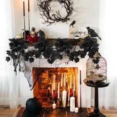Halloween Ahornblatt Girlande – Elegantes Schwarzes Design