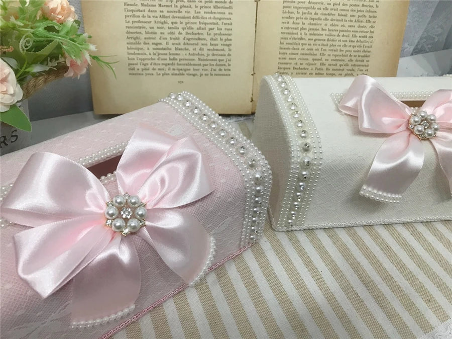 Samt Aufbewahrungsbox – Retro-Design – Perlenbesatz