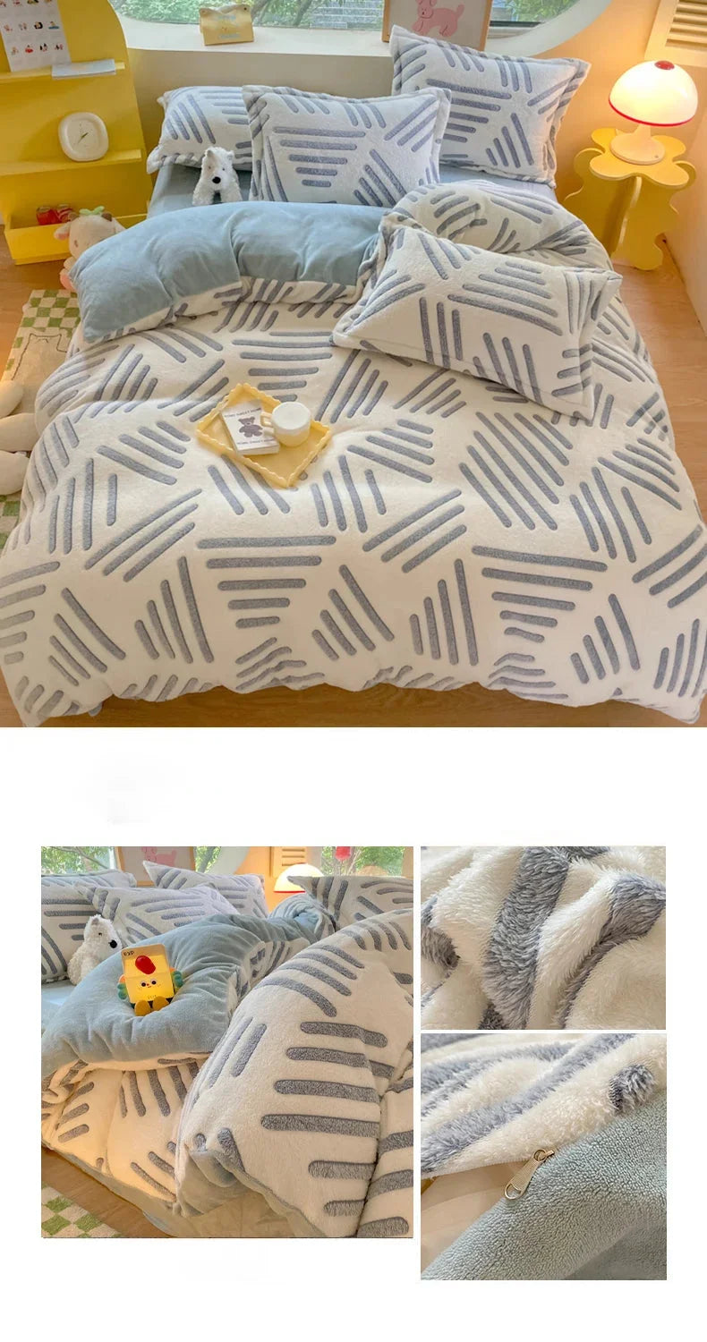 Florale Milchfleece – Moderne Doppelbettdecke 220x240