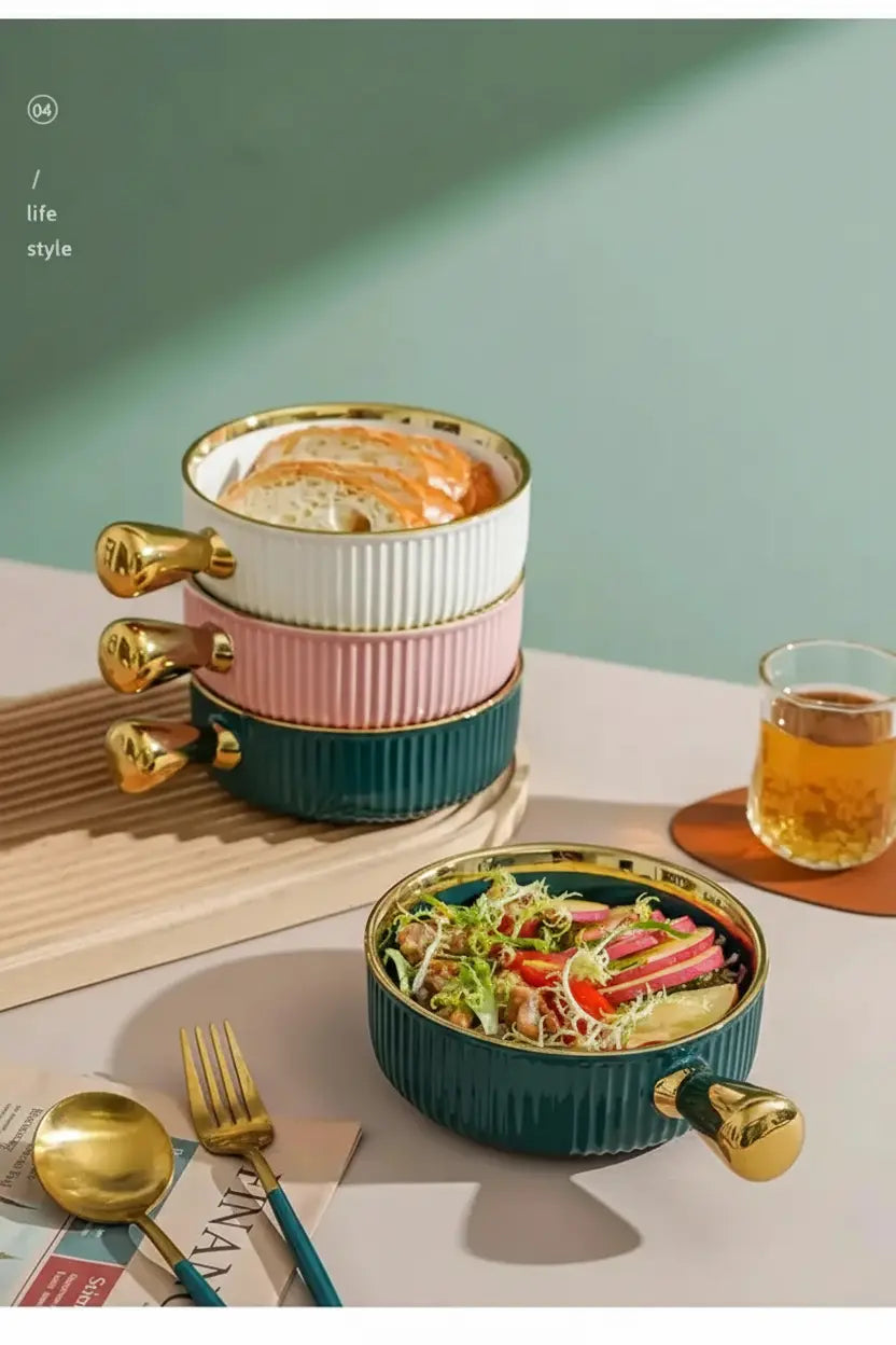 Keramikschale – Modernes Bone China mit Goldrand