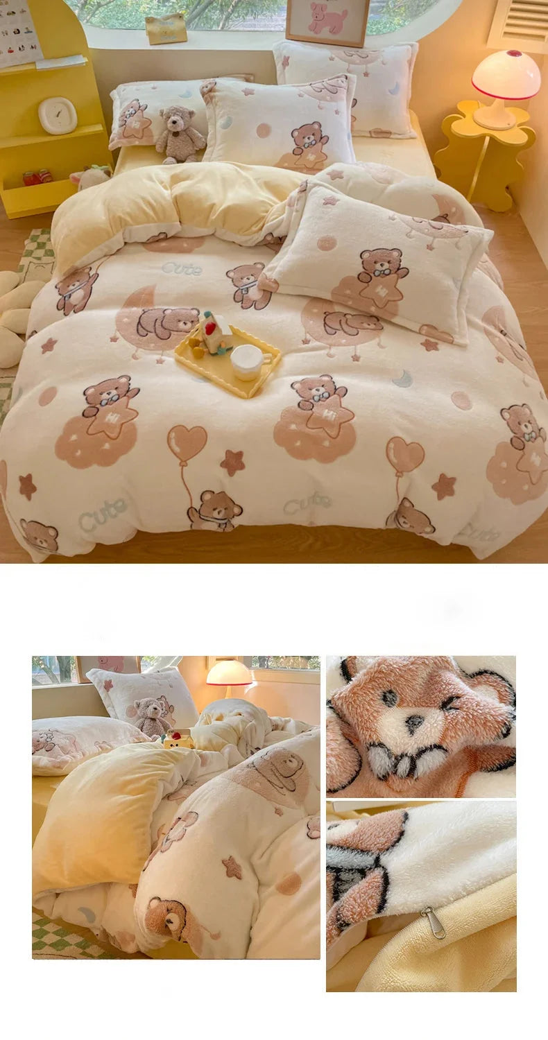 Florale Milchfleece – Moderne Doppelbettdecke 220x240