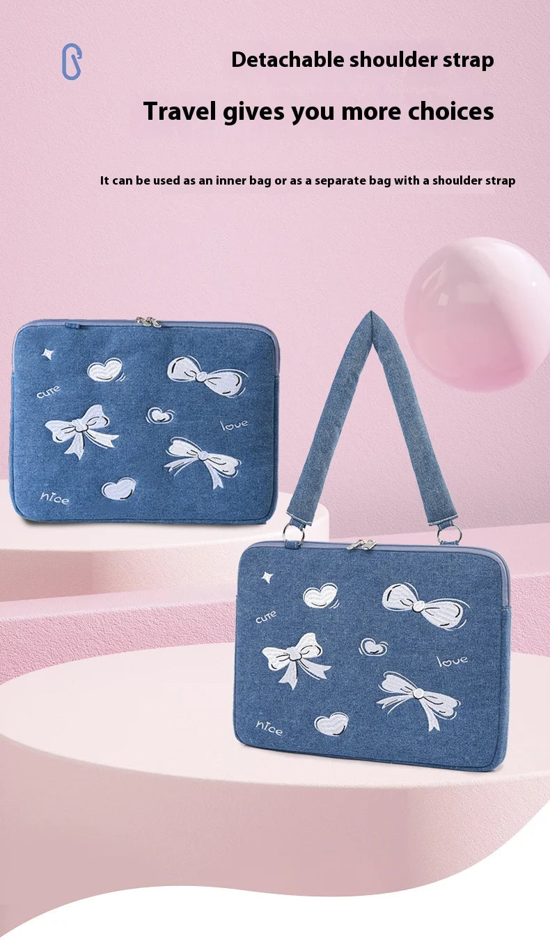 Laptophülle – Denim-Schleifendesign – 13-16 Zoll
