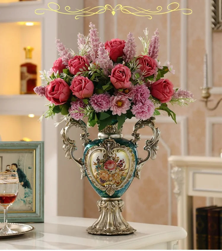 weisse vase aus harz im europaeischen stil, 30 cm x 25 cm