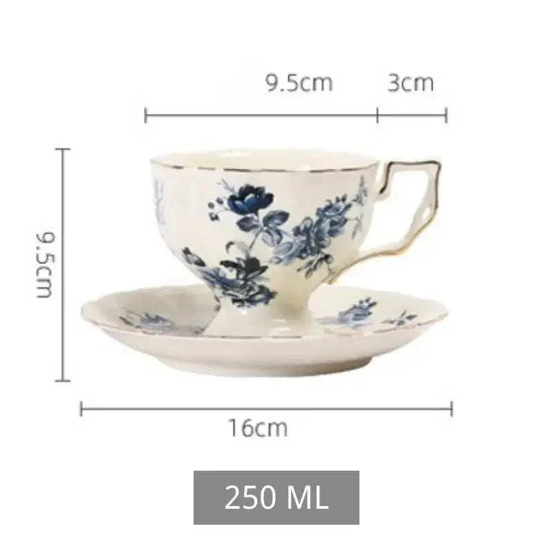 Keramik Teetassen-Set – Vintage Florales Porzellan