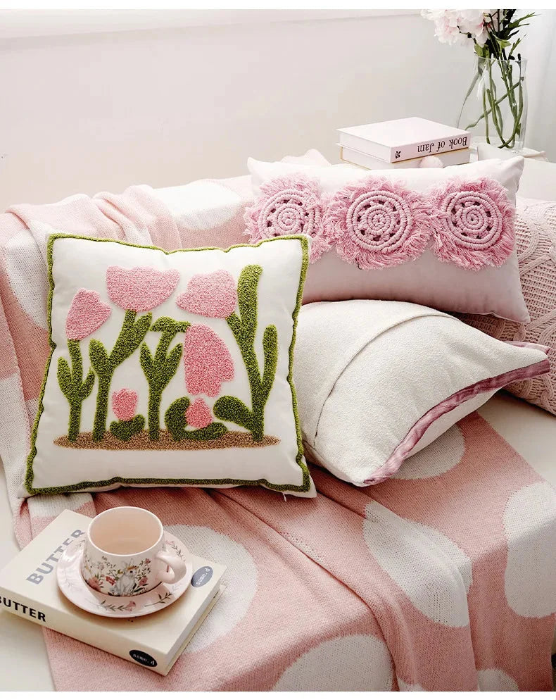 Dekokissenbezug – Gestickter Polyester Quadrat (45X45CM)