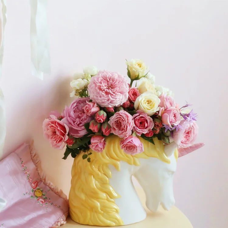 Nordische Einhorn-Vase – Keramik Vintage Stil – Wohndeko